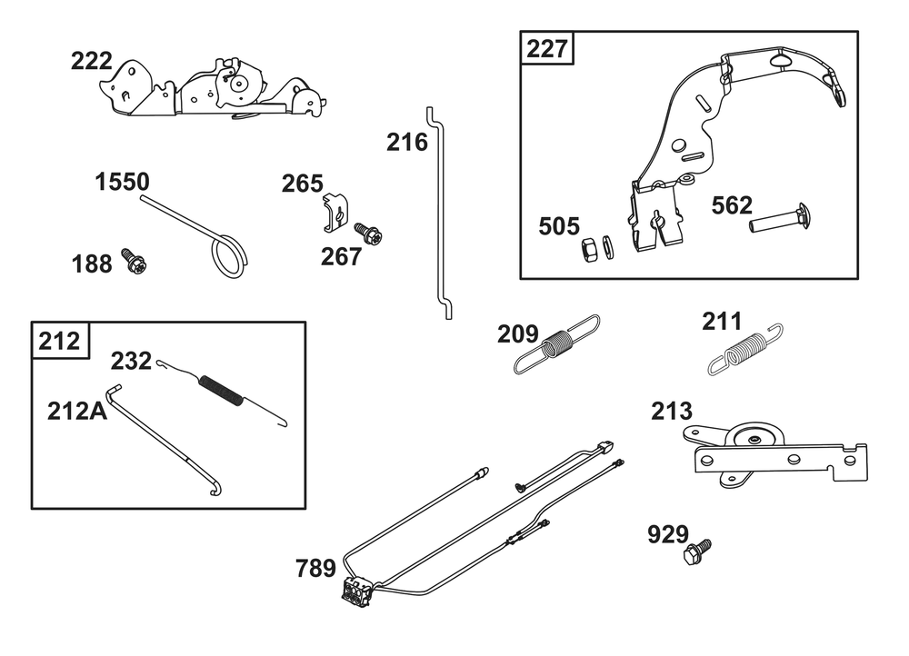 Controls Group Diagram and Parts List for 40N777-0010-B5 400000 - 699999 Briggs and Stratton Engine